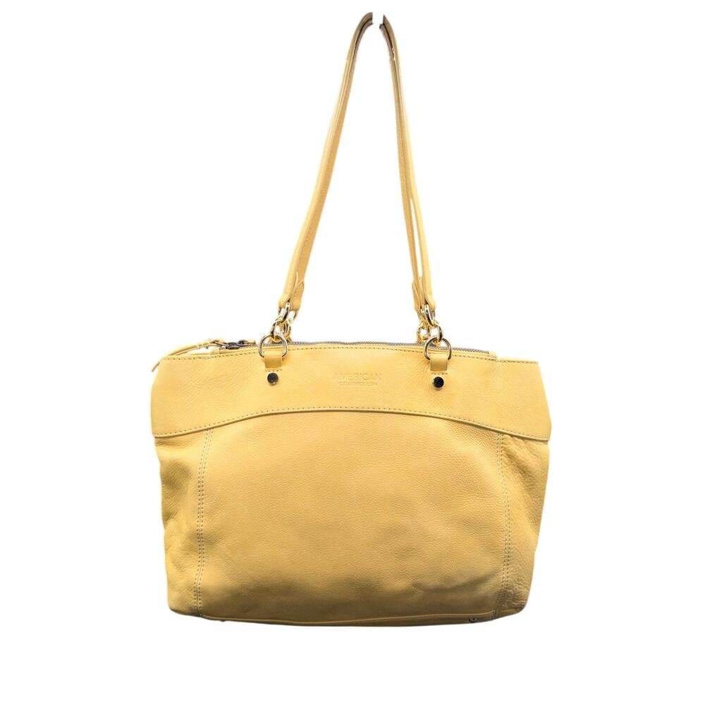 American Leather Co butter and Yellow Leather Shoulder Bag Tote Satchel Handbag